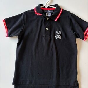 Boys 7/8 Psycho Bunny Black Polo with Red Trim